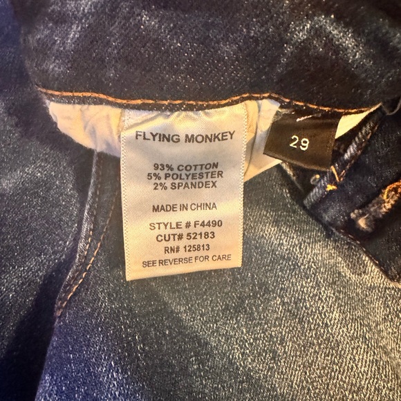 Flying Monkey Dark Blue Distressed Flare Jeans - Picture 5 of 6